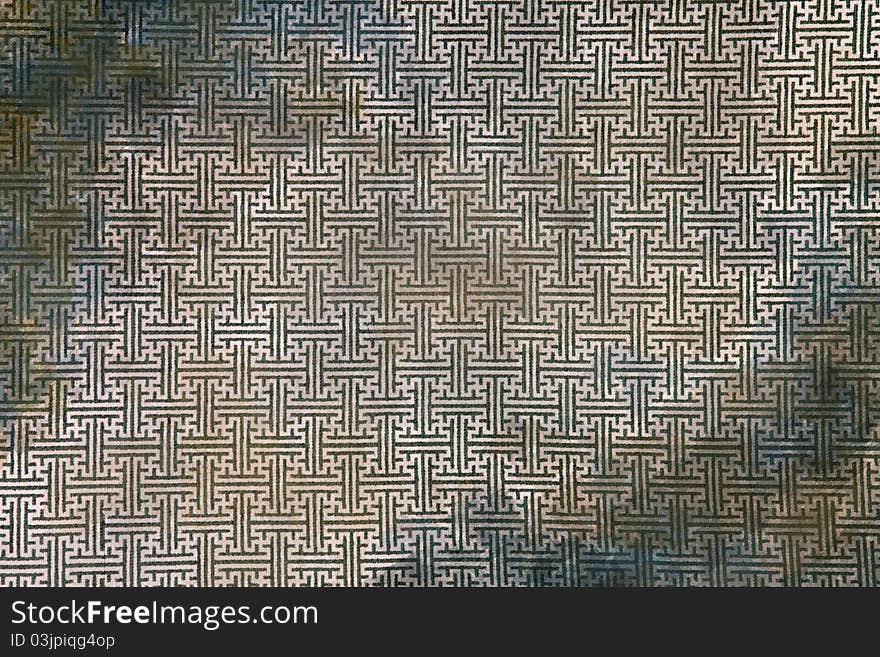 Dirty grunge pattern of green maze clothing wall paper, close up. Dirty grunge pattern of green maze clothing wall paper, close up