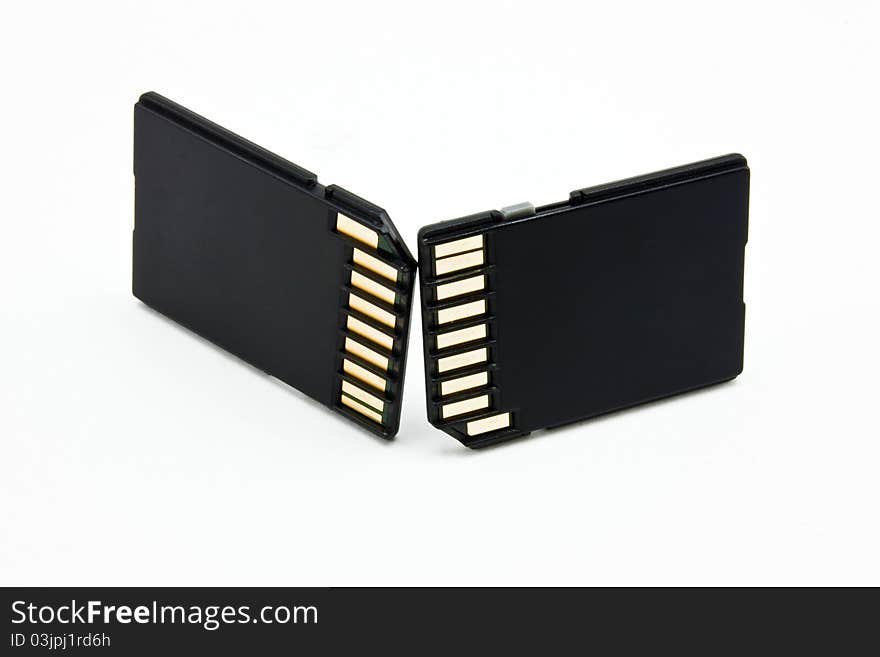 Two sd cards isolated on a white background