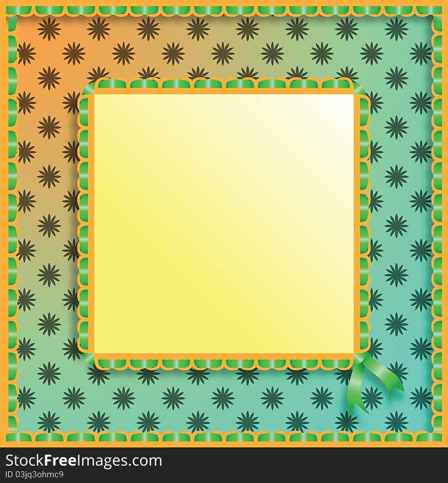 Green Frame With A Ribbon.