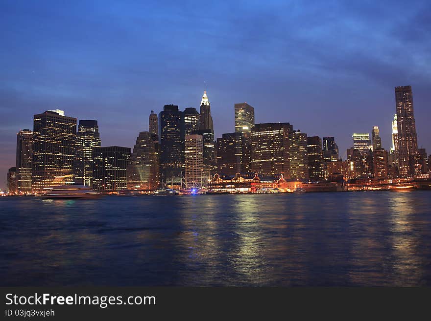 Manhattan view from Dumbo at night