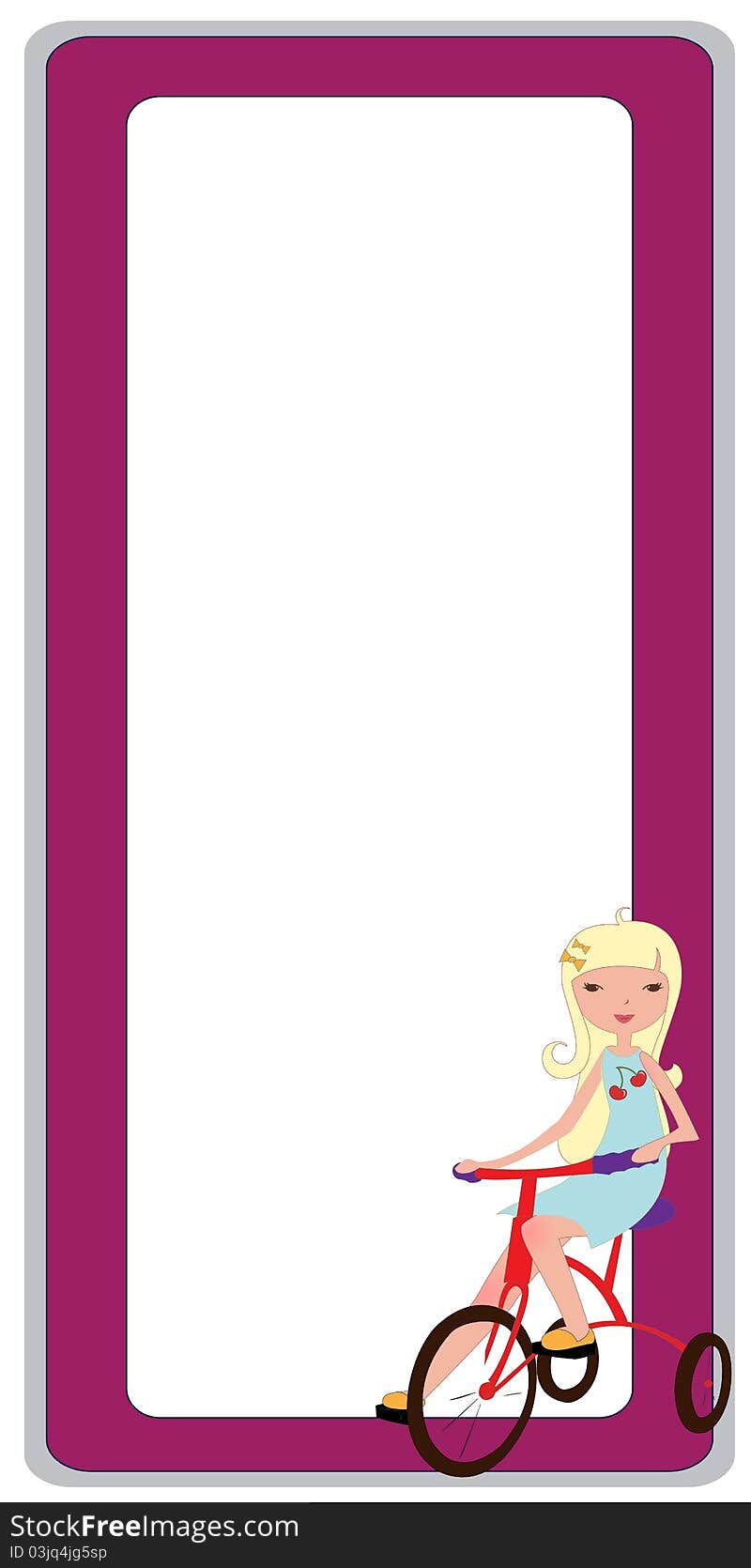 Vector Illustration of cool invitation frame with funky Young girl