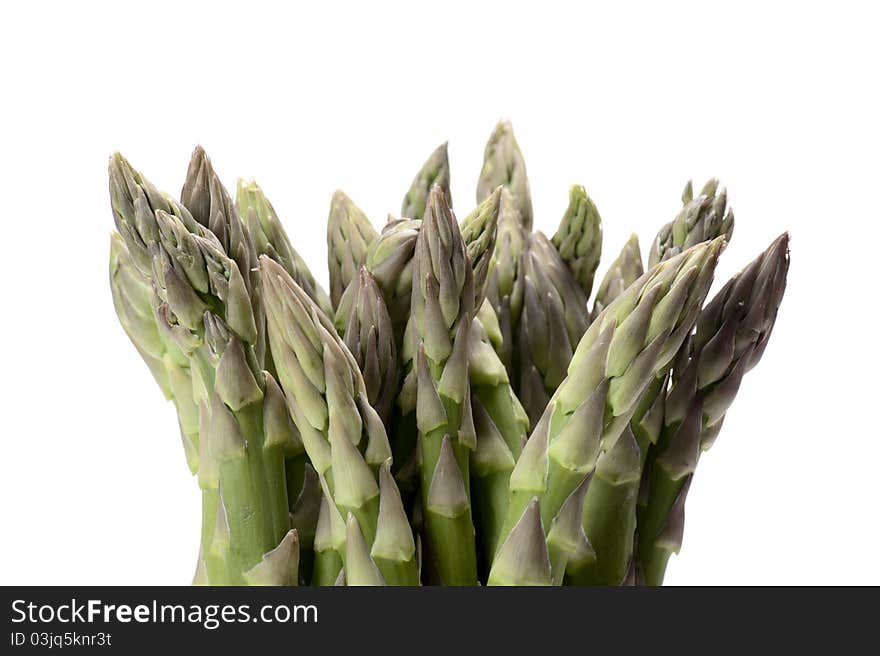 Asparagus spikes, isolated on white