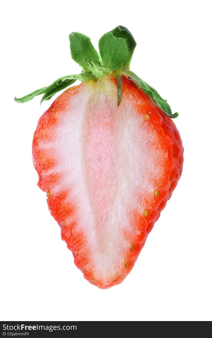 Halved strawberry isolated on white