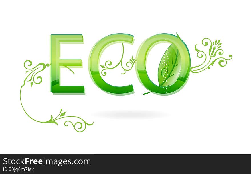 Eco green symbol on the white