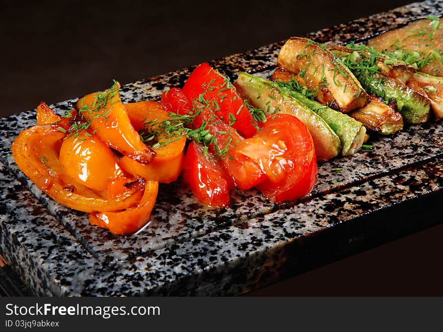 Vegetables On A Marble Plate