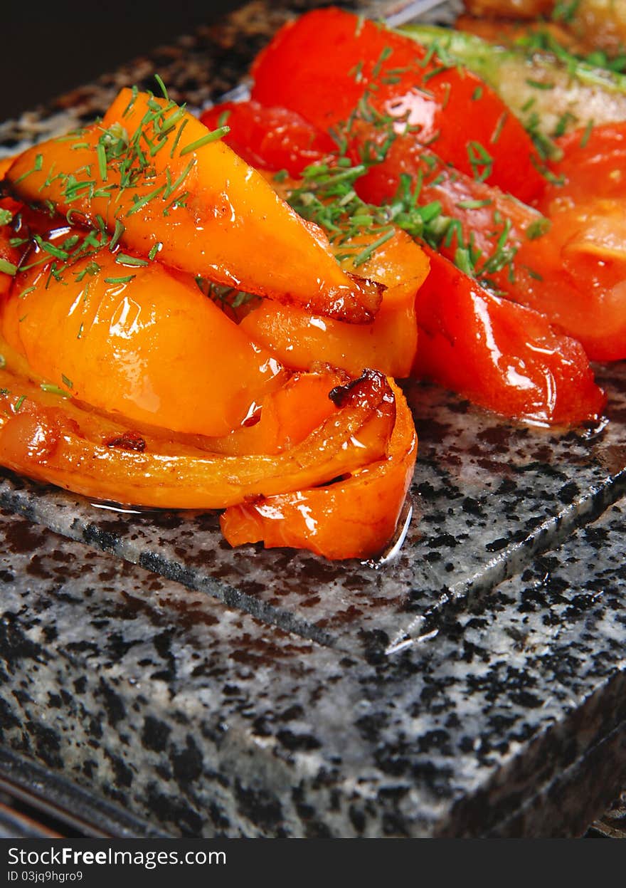 Vegetables on a marble plate 2