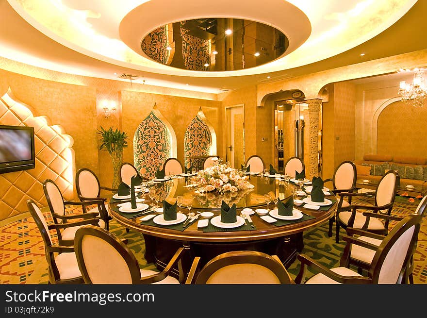 Interior of an ultra modern fine dining Chinese cuisine restaurant. Interior of an ultra modern fine dining Chinese cuisine restaurant