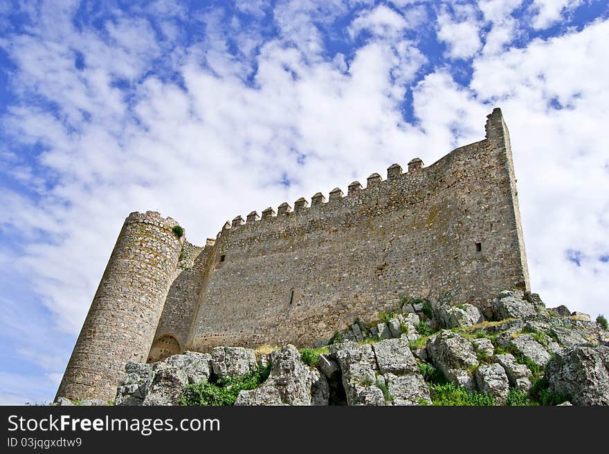 Castle in Alcocer, Spain, old edification. Castle in Alcocer, Spain, old edification