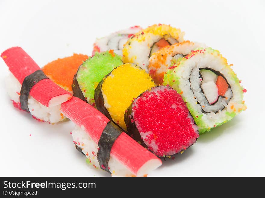 Sushi on white isolate.,it is one of japanese food