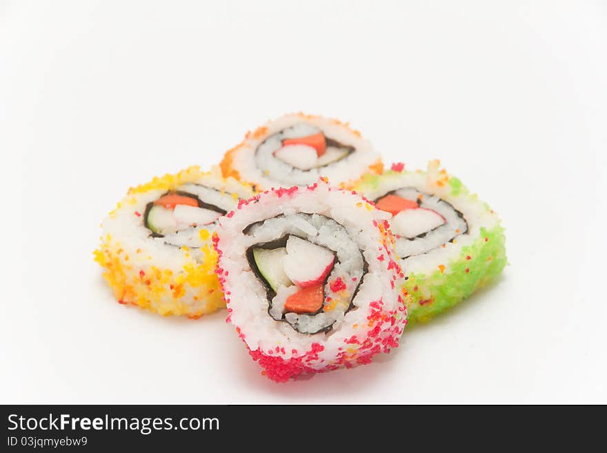 Sushi on white isolate.,it is one of japanese food