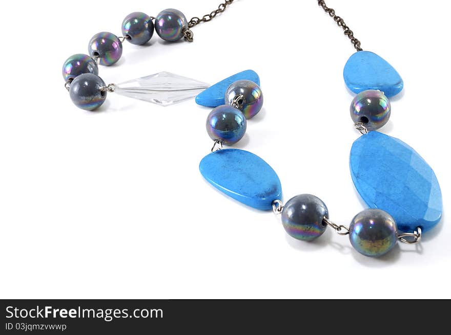 Necklace closeup isolated on white background