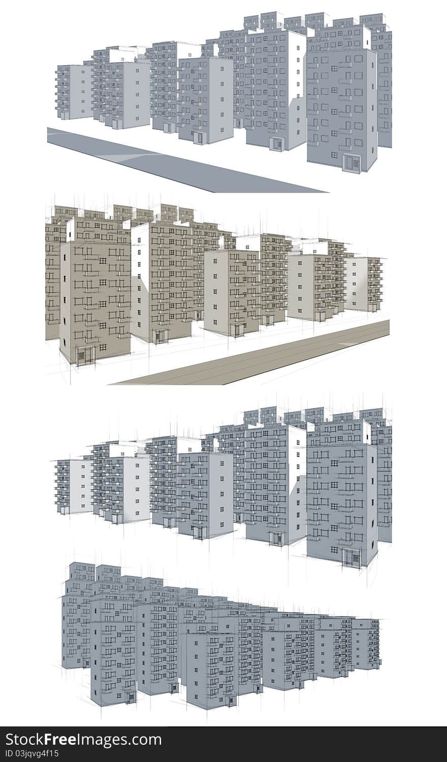 Different illustration of housing area and street. Different illustration of housing area and street
