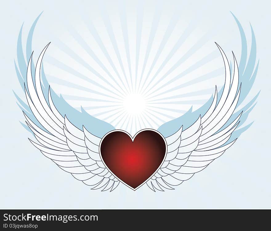 Background with heart and wings