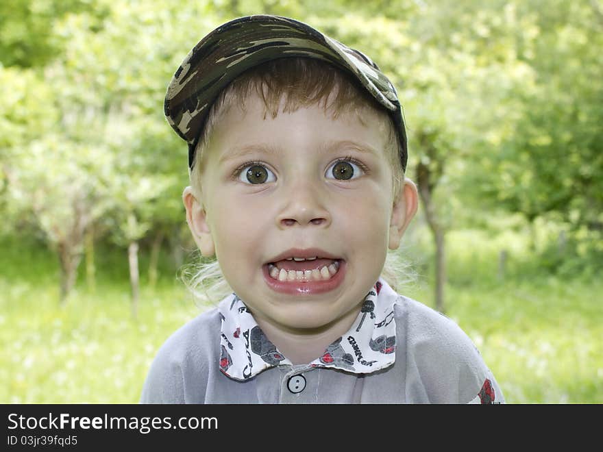 Cute excited little  boy