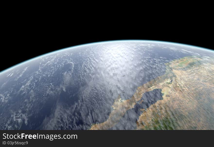 Earth close-up rendering