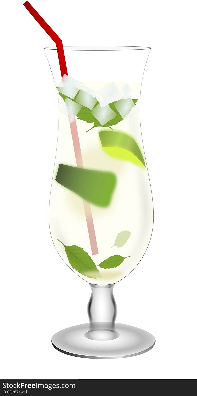 Mojito coctail with lemon and mint leaves