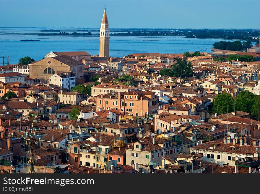 View from st Marks Bell Tower in Venice, Italy