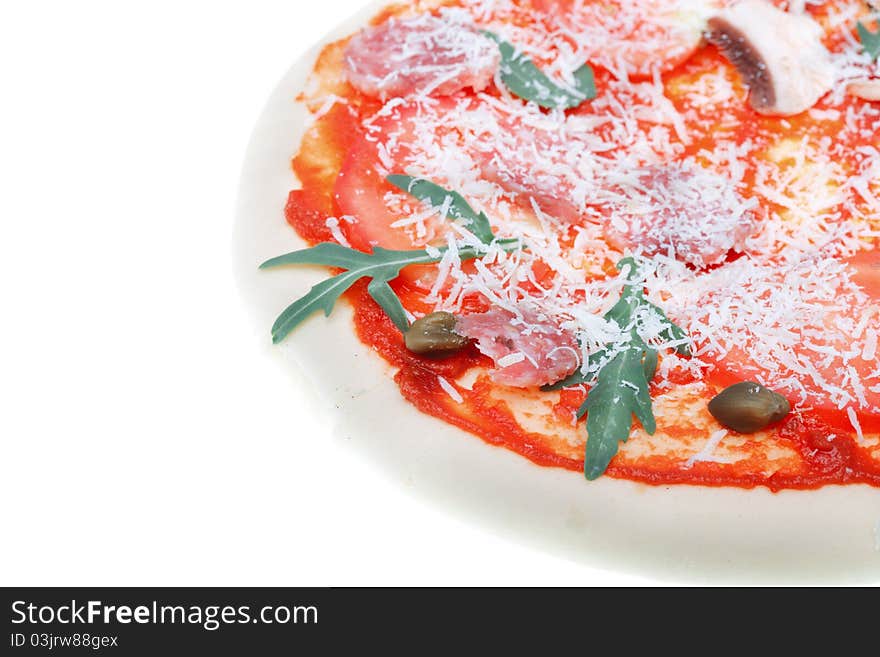 Pizza, isolated on white background.