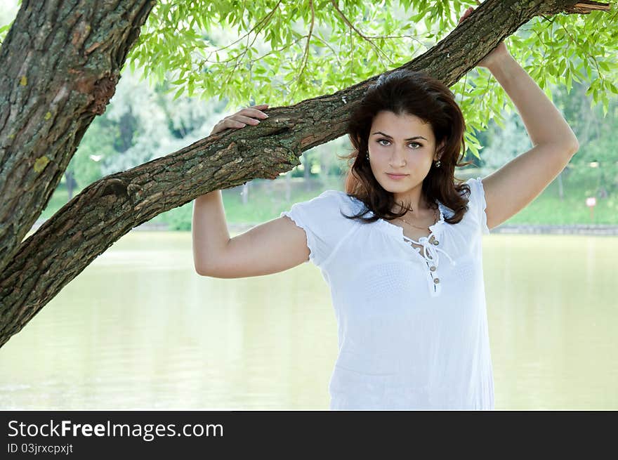 Girl in the park in summer