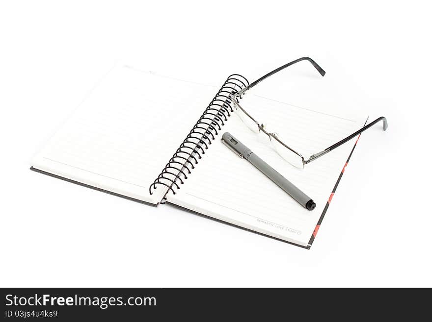 Stationery isolated on white background.