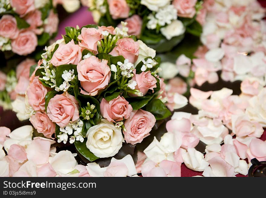 The Wedding decoration with pink roses