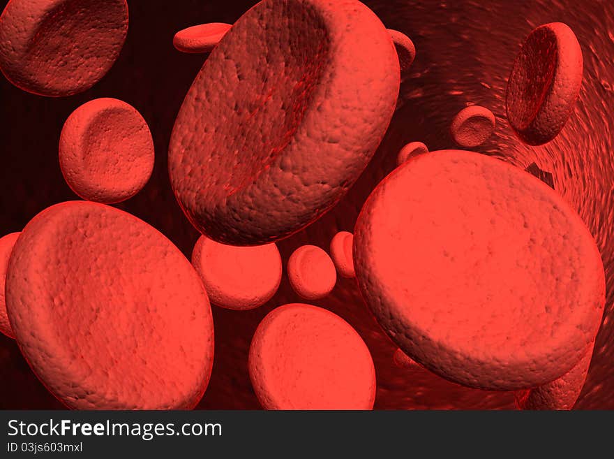 3d Blood cells in abstract medical background