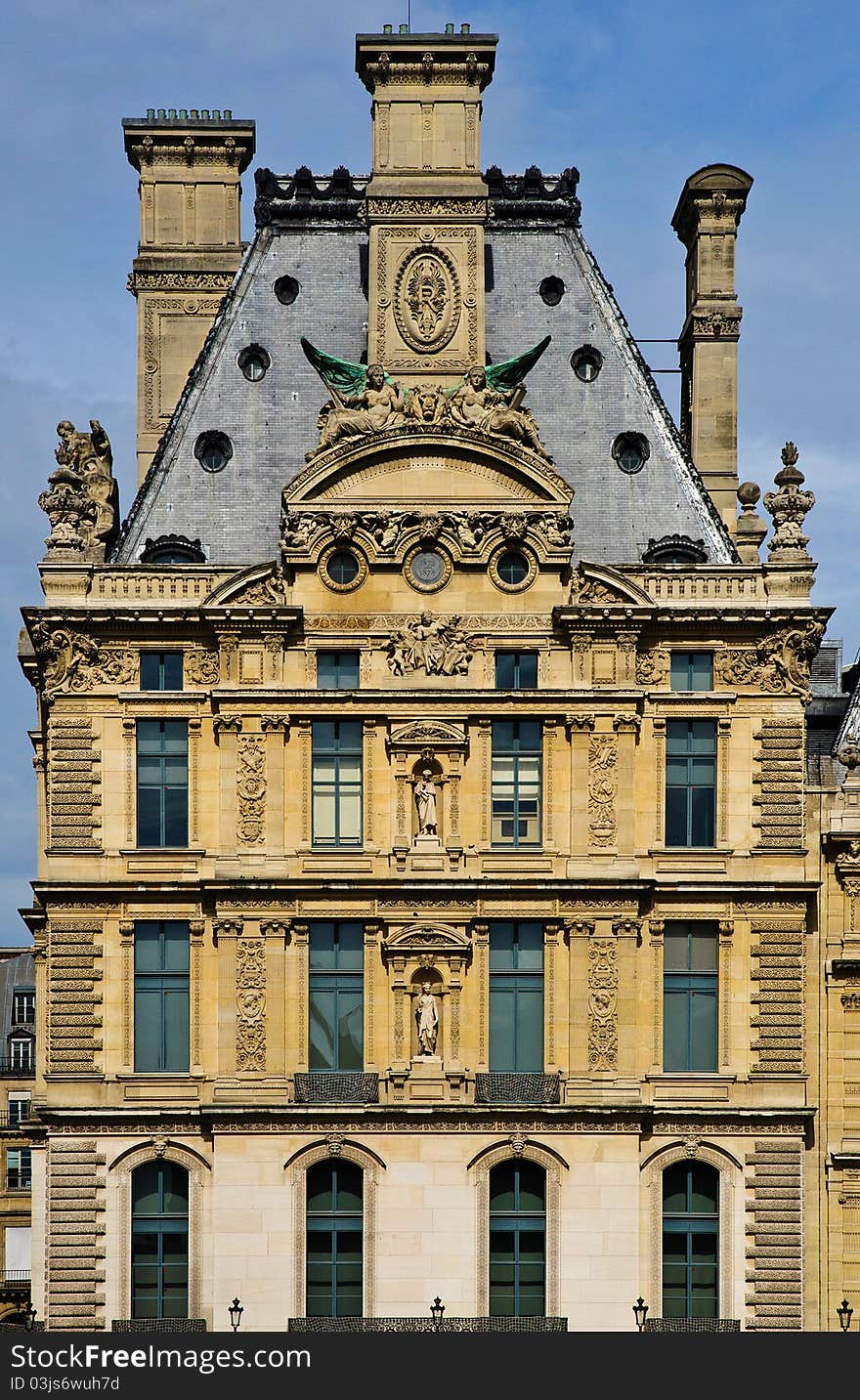 Front of an attractive old building at the Louvre, Paris. Front of an attractive old building at the Louvre, Paris