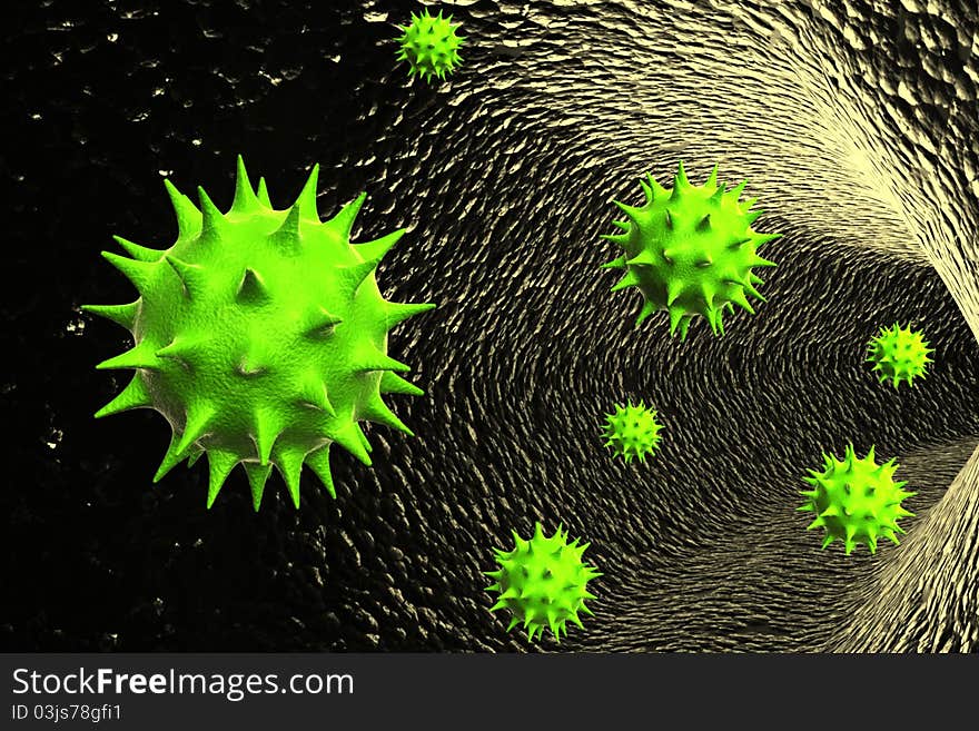 Digital illustration of 3d virus