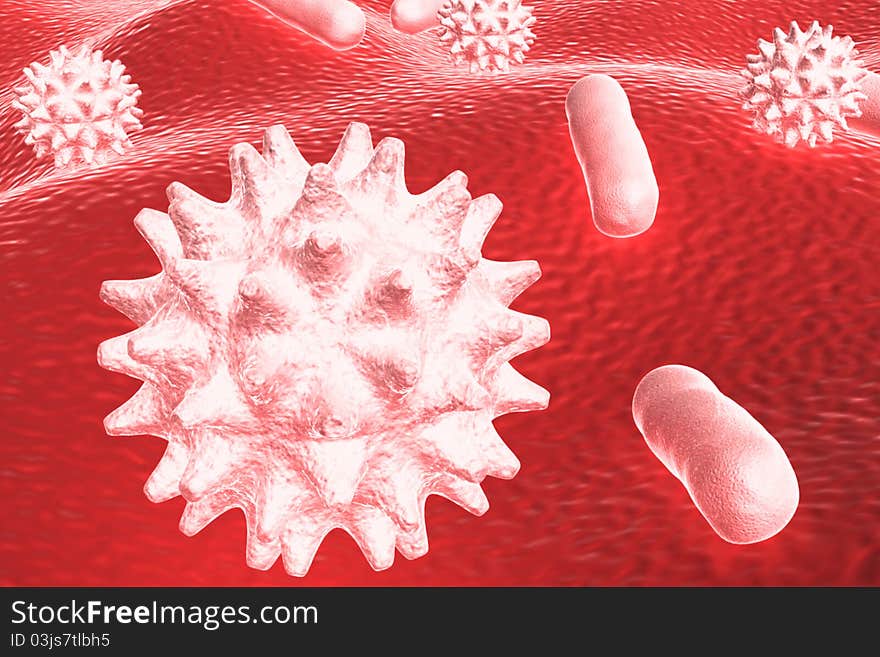 Digital illustration of 3d virus