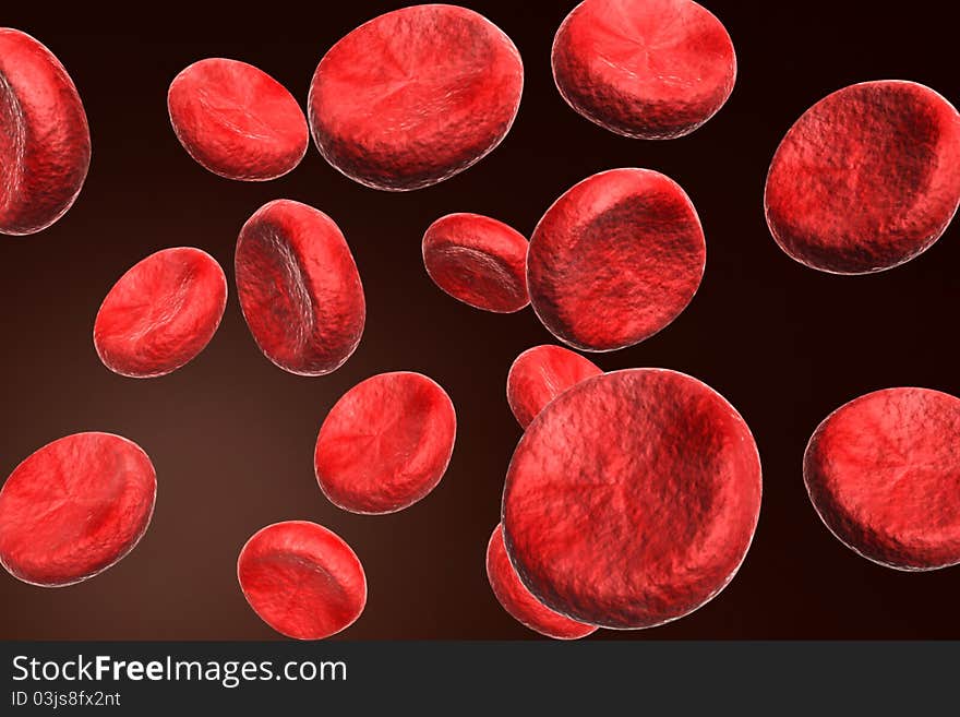 Digital illustration of streaming blood cells