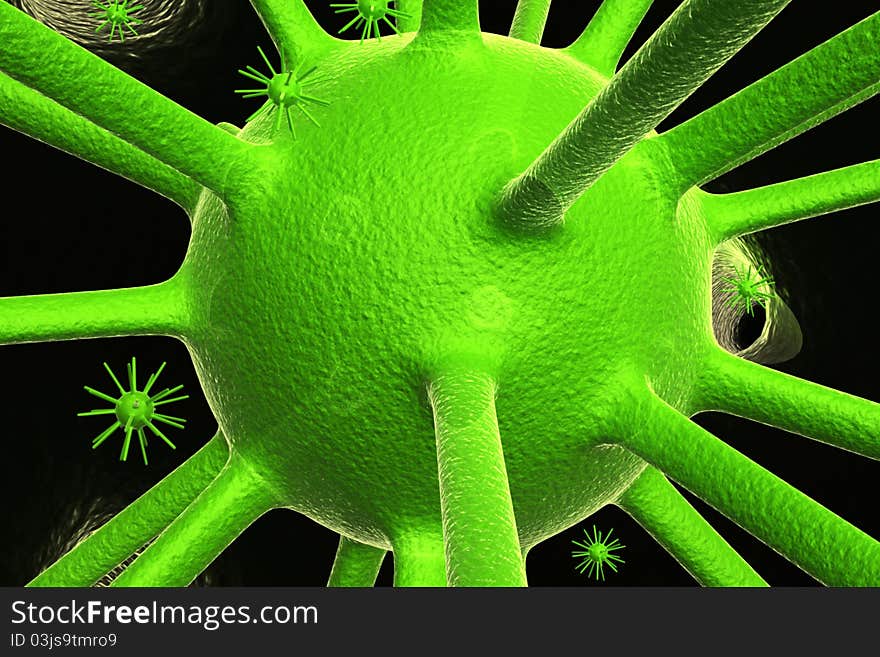 Digital illustration of Virus 3d