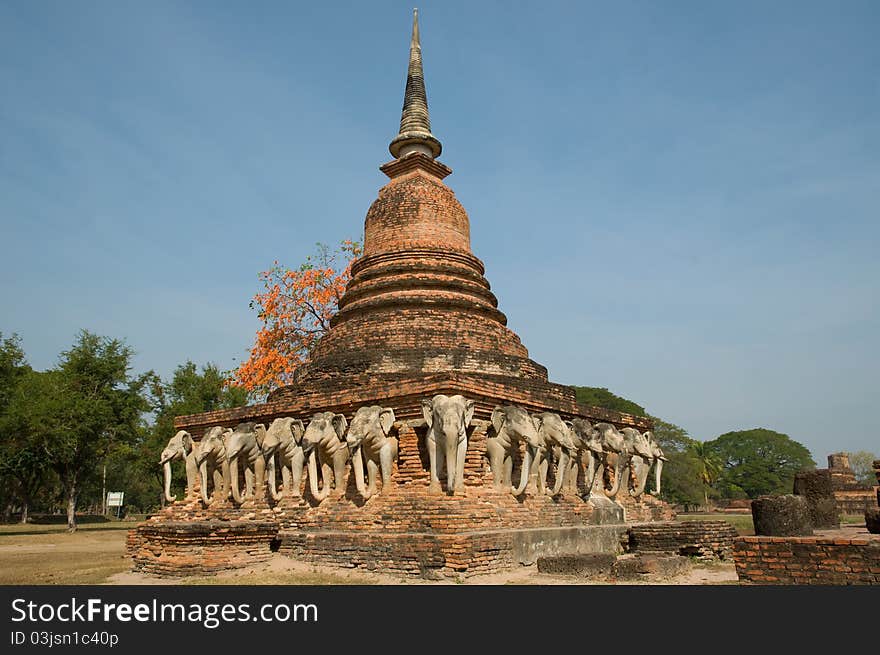 Ancient temple at Sukhothai historical park