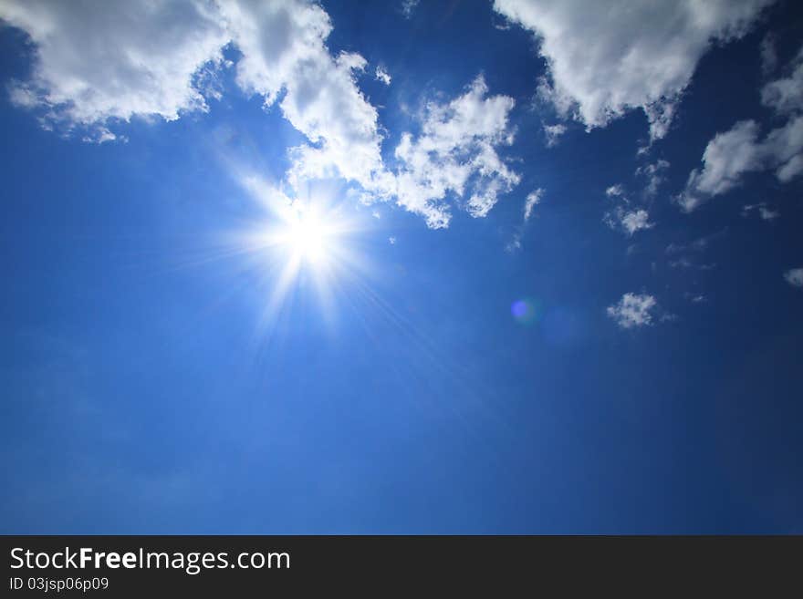 Frame of clouds and sun on sky