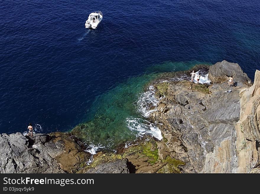 A perspective of the ligurian coast near Manarola , Cinqueterre