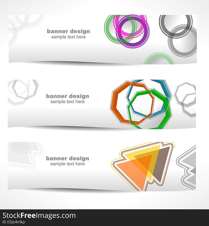 Illustration set of three modern banner designs for websites. Illustration set of three modern banner designs for websites