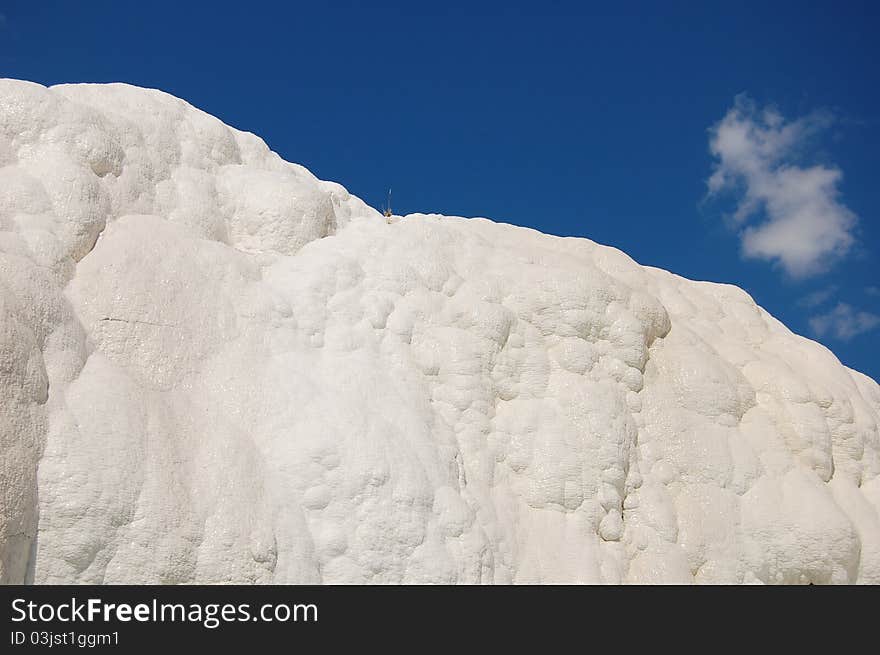 White wall in pamukkale in turkey