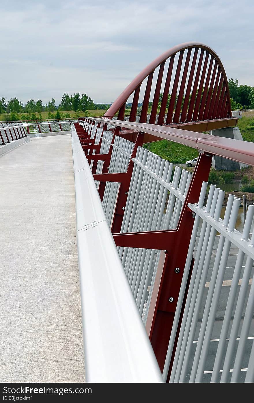 Futuristic pedestrian bridge.