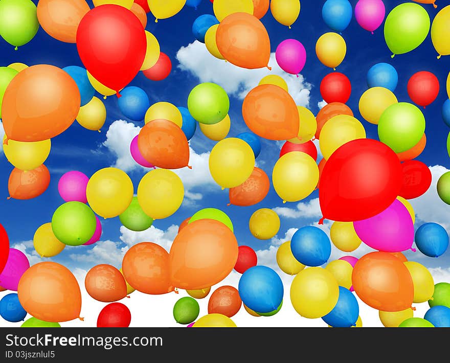 A Lot Balloons On Sky.