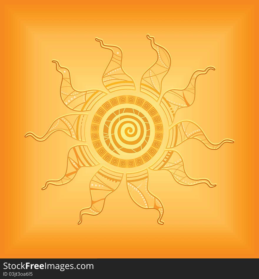 Vector illustration of sun in orange tones