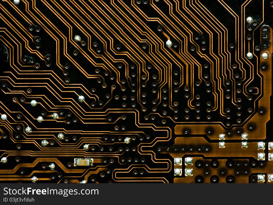 Paths on the printed-circuit board of computer motherboard