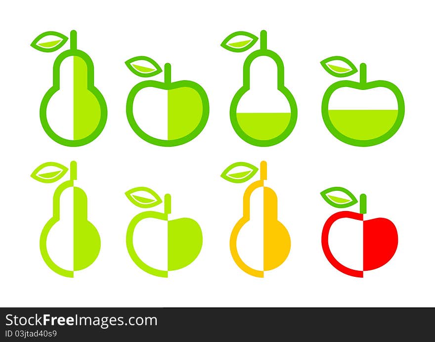 Collection of fruits on white background