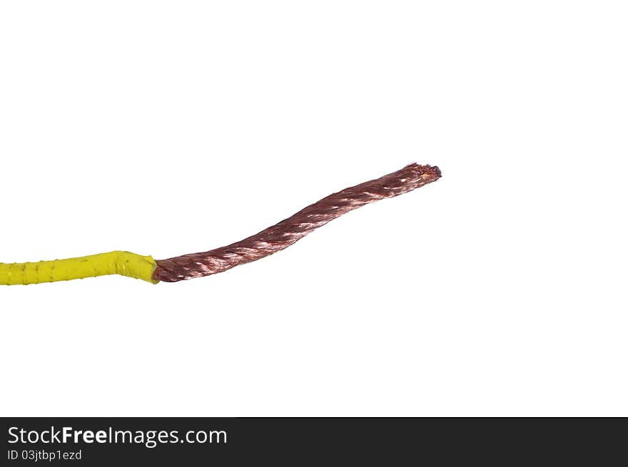 Electric cable on white background