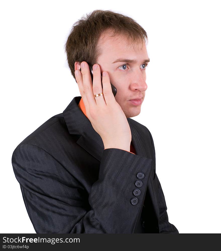 The Businessman Speaks By A Mobile Phone