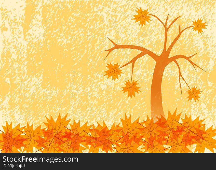 Autumn background with solitary tree