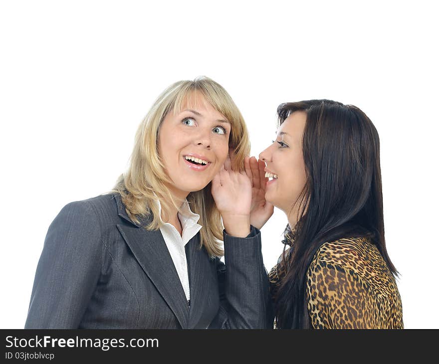 Woman is saying and woman listening to gossip. Woman is saying and woman listening to gossip