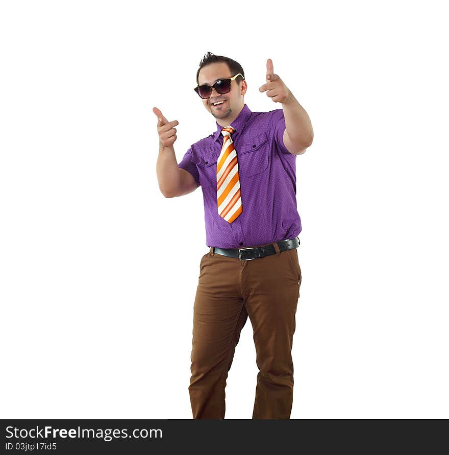 Young Happy Man In Bright Colour Wear