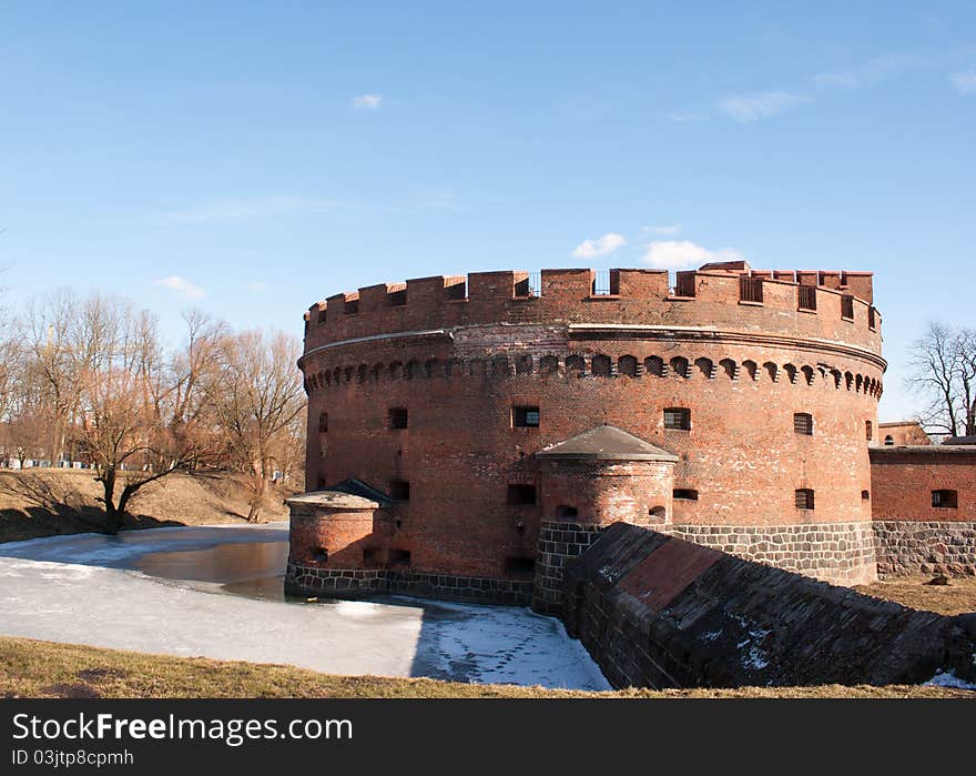 Old historic fortress on sunny winter day