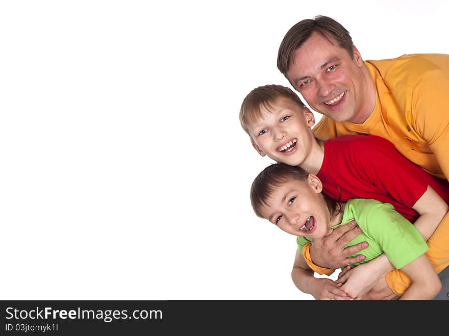 Cute family of a three on a white background. Cute family of a three on a white background