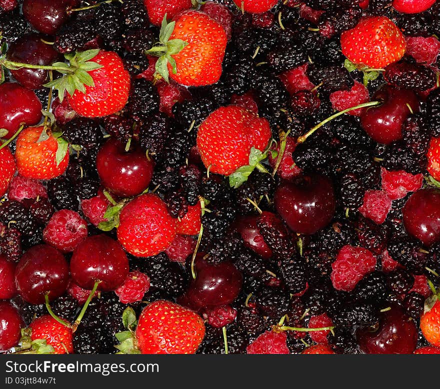 Assorted strawberry, raspberry, cherry and mulberry