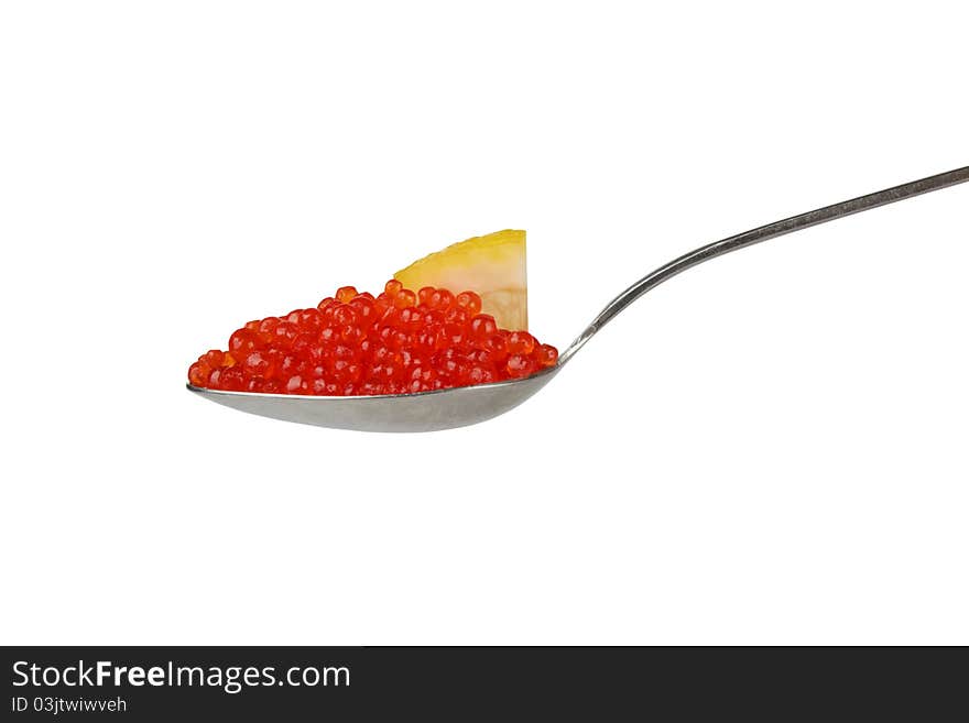 Teaspoon with red caviar